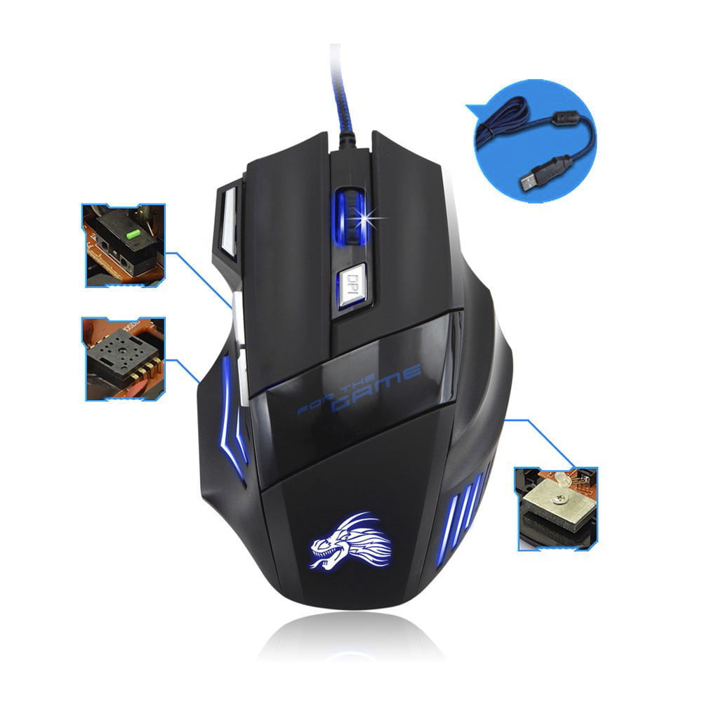 LED Optical 5500DPI 7Button USB Wired Gaming Mouse Mice For Pro Gamer PC US Ship 