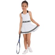 Aislor Kids Girls Sports Outfit Sleeveless Tennis Dress and Athletic Shorts Activewear