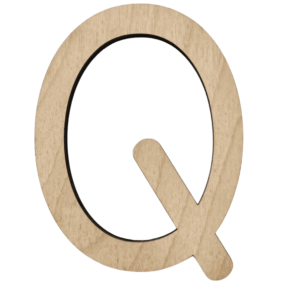 6" Tall BIRCH Wood Letter Q | 1/4" Thick | Wood Craft Letter | Krafty Supply Lego House Font | Script Font