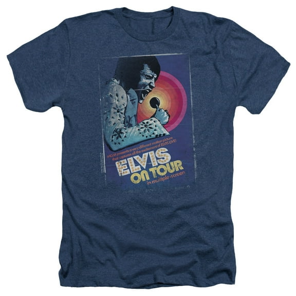 Elvis Presley - On Tour Poster - Heather Short Sleeve Shirt - Large