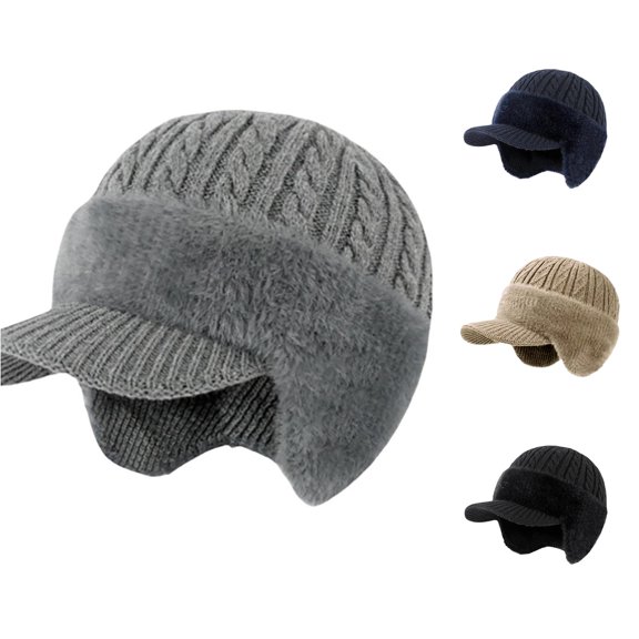 XIAOCHA Women’S Brimmed Ear‑Flap Trapper,Faux‑Fur‑Trim Hats,Fall‑Winter Outdoor Ushanka,Grey