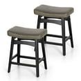 thumbnail image 4 of MF Studio 24 inch Wooden Counter Stools Set of 2, Saddle Backless Faux Leather Bar Stools for Kitchen, Gray, 4 of 9
