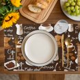 thumbnail image 4 of Coffee Placemats Set of 6, Brown Retro Coffee Theme Beans Latte Tea Cup Placemats for Dining Table, Place Mats for Kitchen Tabletop, Waterproof Wipeable Dining Table Mats Set, 4 of 9