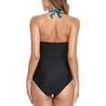 thumbnail image 2 of SWSMCLT Women's Ruched One Piece Bathing SuitCriss Cross Tummy Control SwimwearV Neck Wrap Plunge Shirred Pleated Halter Plunge Swimsuit Long Torso Monokini Green 8-10, 2 of 5