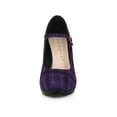 thumbnail image 6 of BLISSFUL STEP Women's Pump Plaid Platform Stiletto Heels Pumps Purple 7, 6 of 7