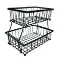 thumbnail image 5 of Sunnydaze Black Metal Wire Collapsible 2-Tier Fruit Basket for Kitchen Counter, 5 of 8