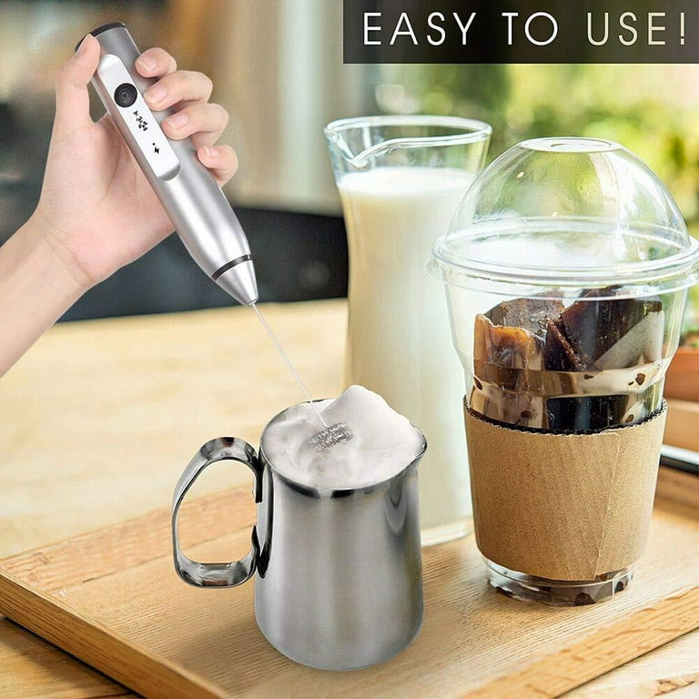Rechargeable Electric Milk Frother Handheld 2 Whisk Foam Maker Coffee Egg  Beater