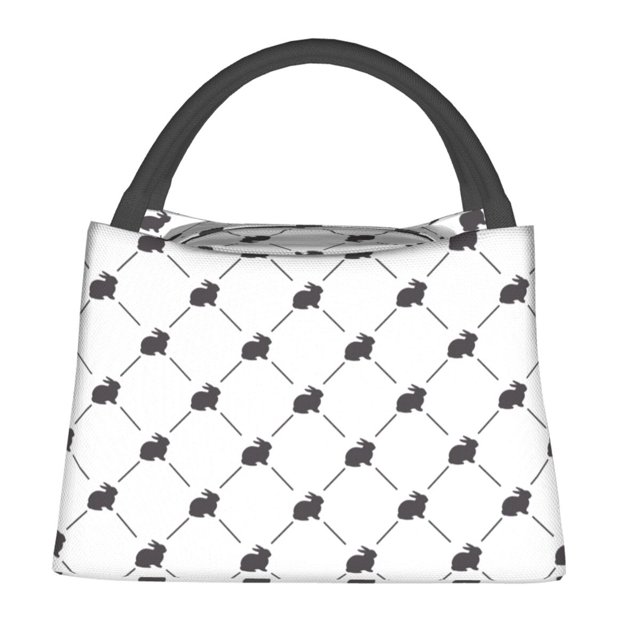 Fotbe Black Rabbit Bolsa Térmica Portátil con Estampado, Bolsa de Entrega de Alimentos Aislada, Bolsa Reutilizable de Gran Capacidad para Comidas y Supermercado