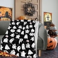 thumbnail image 2 of Spooky Blanket Halloween Throw Blankets Gift for Girls Boys, Black and White Ghost Blanket Plush Soft Fleece Flannel for Toddler Kids Adults Lap Chair Halloween Decor 50"X40", 2 of 6
