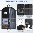 thumbnail image 3 of TranRantic 43 Inch Dance Garment Bag, Waterproof Travel Garment Bag with 4 Clear Zipper Pockets (3 Front + 1 Back) | Foldable Design for Suits & Performance Outfits (Black), 3 of 6
