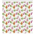 thumbnail image 3 of Vegan Shower Curtain, Watercolor Style Strawberry and Kiwi Smoothies Decorated with Tropic Flowers Fruits, Fabric Bathroom Set with Hooks, 69W X 75L Inches Long, Multicolor, by Ambesonne, 3 of 3