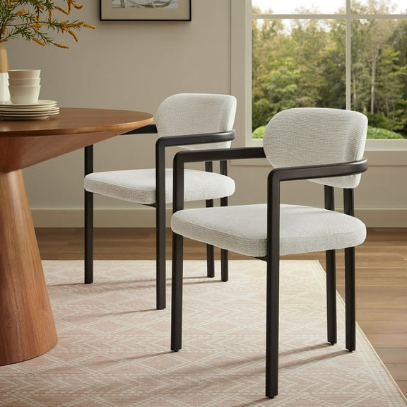 Modway Elio Barrel Fabric and Metal Dining Chair in Black Cream