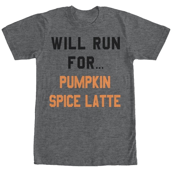 Women's CHIN UP Will Run for Pumpkin Spice Latte Boyfriend Graphic Tee Charcoal Heather X Large