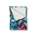 thumbnail image 2 of Grunge Soft Flannel Fleece Throw Blanket, Street Art Theme with Colorful Graffiti Funky Display Underground Urban Culture, Cozy Plush for Indoor and Outdoor Use, 70" x 90", Multicolor, by Ambesonne, 2 of 6