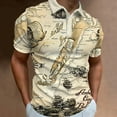 thumbnail image 6 of Vintage Sailboat Pattern Print Summer Button Down Collar Men's Polo Shirt Casual Tops Oversized Short Sleeve Trend Men Clothing, 6 of 6