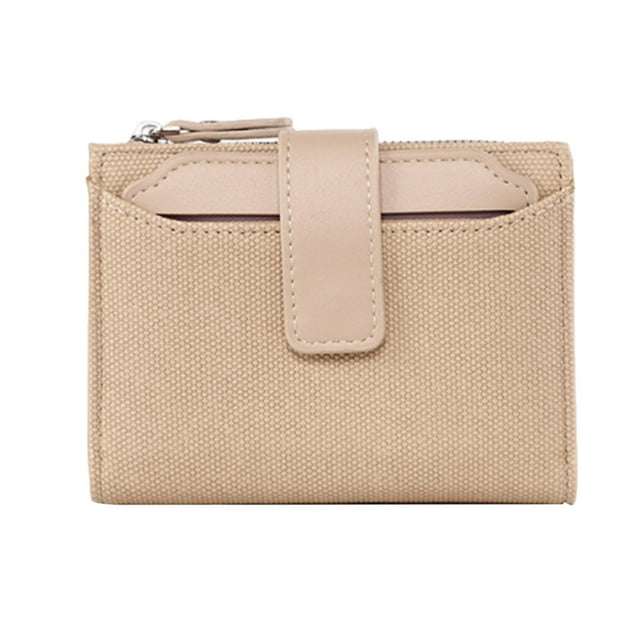 QTOCIO Multifunctional Multi-Card Short Wallet Ladies' Wallet with High-end Feel Solid Color Zipper Polyester Coin Leatherrse