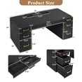 thumbnail image 3 of 70" Extra-Large Classic and Traditional Executive Desk with Metal Edge Trim ,Writing Desk with 2 file drawers,USB Ports and Outlets,Desk with Hidden Compartment for Living Room, 3 of 10