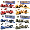 thumbnail image 3 of Esaierr Kids Car Toys Baby Police Trucks Toy Playset Toddler Police Cars Toys Included Flatbed Trailer,Helicopter & Suv, Birthday Gift for Ages 3+, 3 of 7