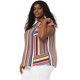 thumbnail image 4 of Women's Plus Size Blouse Keyhole Neck Cap Sleeve Stripe Top Multicolor 2X, 4 of 7