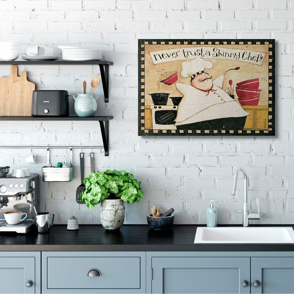 Stupell Industries Never Trust a Skinny Chef with Happy Cook Phrase Designed by Dan DiPaolo