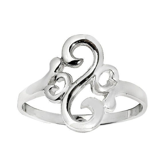 Chic Modern Swirls Band Sterling Silver Ring-7