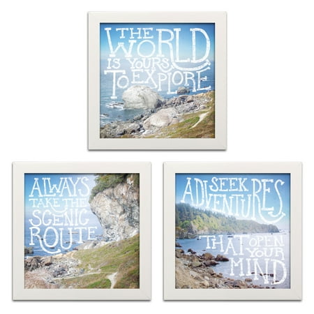 Gango Home Decor Casual Coastal Adventures II, Coastal Adventures III, & Coastal Adventures IV by Laura Marshall (Ready to Hang); Three 12x12in White Framed Prints