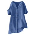 thumbnail image 1 of Camisa de manga 3/4 con botones para mujer a la moda: prenda informal para el día a día, color liso, tejido transpirable, 1 of 3