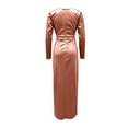 thumbnail image 7 of Smsaxvxz Women's Cowl Neck Satin Maxi Dress Long Sleeve High Slit Formal Evening Gown for Wedding Guest Bridesmaid Party Rose Gold L, 7 of 7