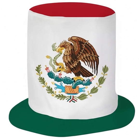Jiibva Mexico Flag Pattern Top Hat Sports Party Hat Independence Day Headwear for Festival Carnival Halloween Fancy Dress Accessory