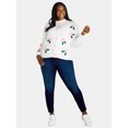 thumbnail image 2 of 99 Jane Street Women's Plus Bubble Floral Cardigan Sweater, Midweight, Sizes 1X-4X, 2 of 5