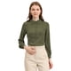 thumbnail image 1 of Camisa con Botones Unique Bargains Blusa de manga larga con cuello Peter Pan Ejercito verde S, 1 of 6