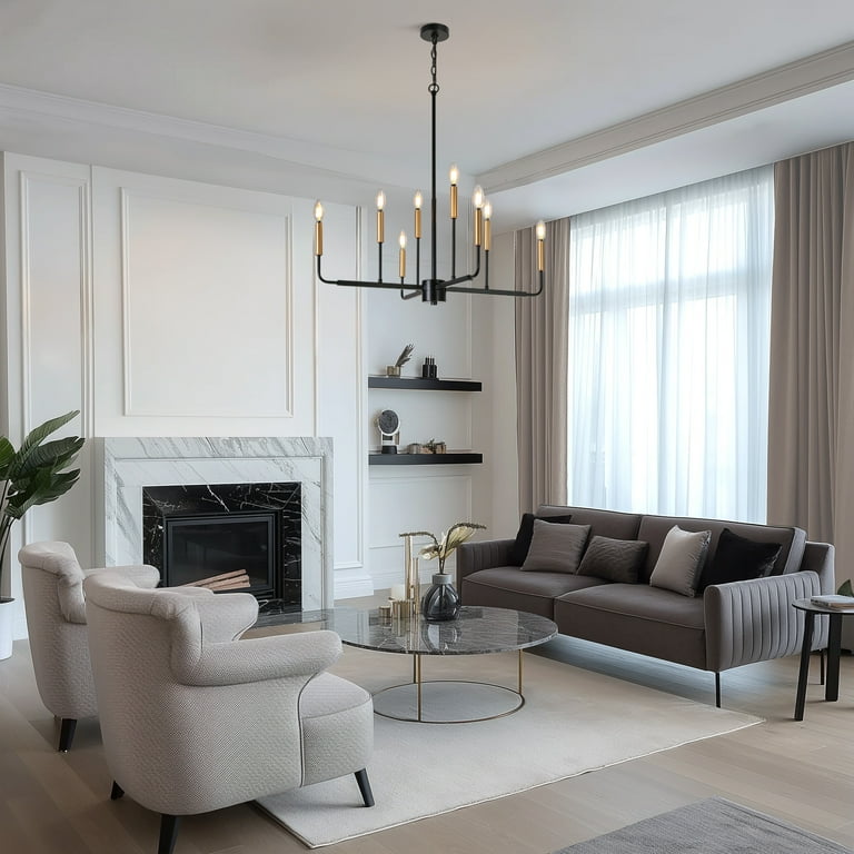 LNC Ukiiyoa 8-Light Matte Black Modern/Contemporary Led Bare Bulb