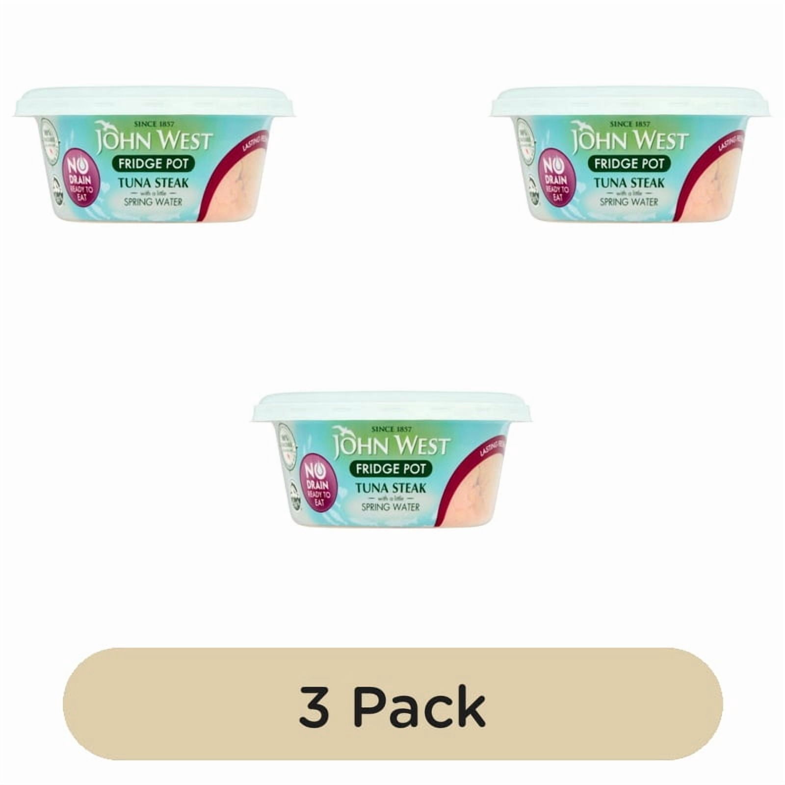 John West No Drain Fridge Pot Tuna Steak with a Little Spring Water 110g, British Import (Pack of 3)