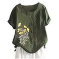 thumbnail image 1 of Camiseta Casual de Manga Corta con Botón de Cuello Redondo de las Mujeres, Tops Cortos para las Mujeres, 1 of 3
