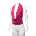thumbnail image 5 of A2Y Women's Sexy Drape Front Deep V-Neck Cowl Neckline Halter Backless Party Club Top Fuchsia M, 5 of 6