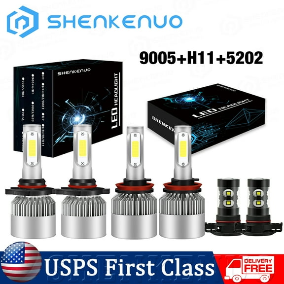 For Chevy Silverado 1500 2500 2007-2015 Combo LED Headlight Fog Light 6pcs Bulbs SHENKENUO