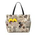 thumbnail image 1 of Disketp Abstract Coffee Pattern With Letters Bolsa de Playa de Gran Capacidad, Bolso Impermeable y a Prueba de Arena para Mujer, Ideal para Playa, Piscina y Natación, 1 of 7