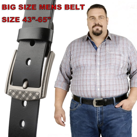 JingHao Plus Size Men Belts Leather Belt for Mens Casual Jeans Belt Big and Tall 30"-65" Black Belt Width 1.45(34"-36"/Belt Length 115cm, Black)