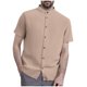 thumbnail image 2 of Blusa y camisa de manga corta con cuello alto para hombre, color liso, informal, holgada, con botones, de poliéster., 2 of 6