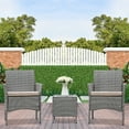 thumbnail image 2 of 3 Pieces Outdoor Patio Furniture Sets, Rattan Chair Wicker Set with Two Single Sofa, Removable Cushions, Coffee Table, Backyard Porch Garden Beach Poolside Furniture Sets, Q13558, 2 of 12