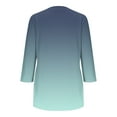 thumbnail image 4 of ABATAB 3/4 Sleeve Shirts for Women Summer Fall Dressy Tees Front Pleated Gradient Color Crew Neck Tshirts Casual Work Tunic Tops(X-Large,Army Green), 4 of 5