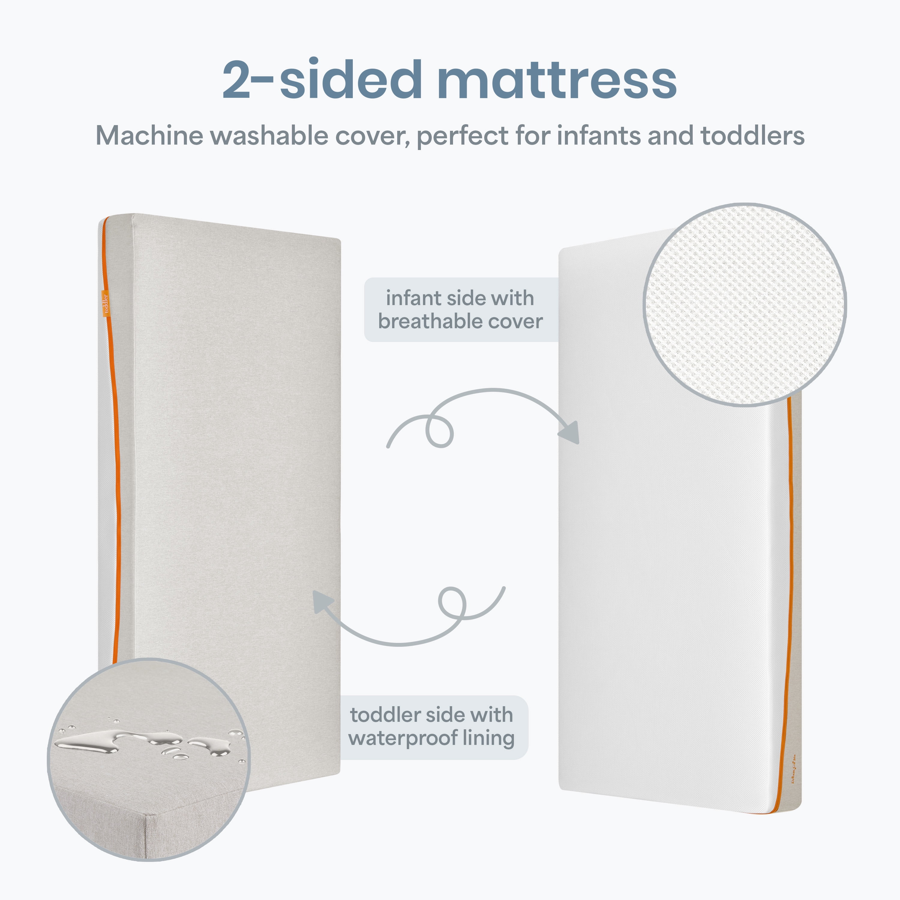 Dream On Me AirNest Premium 5" Crib & Toddler Mattress, Orange