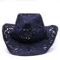 thumbnail image 2 of Women's Men's Western Cowboy Summer Hat, Shapeable Straw Sun Hat with Hollowed Out Brim & Adjustable Neck String for Beach, 2 of 3