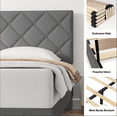 thumbnail image 3 of Queen Bed Frame, Queen Size Platform Bed with Fabric Upholstered Headboard, Light Gray, 3 of 6