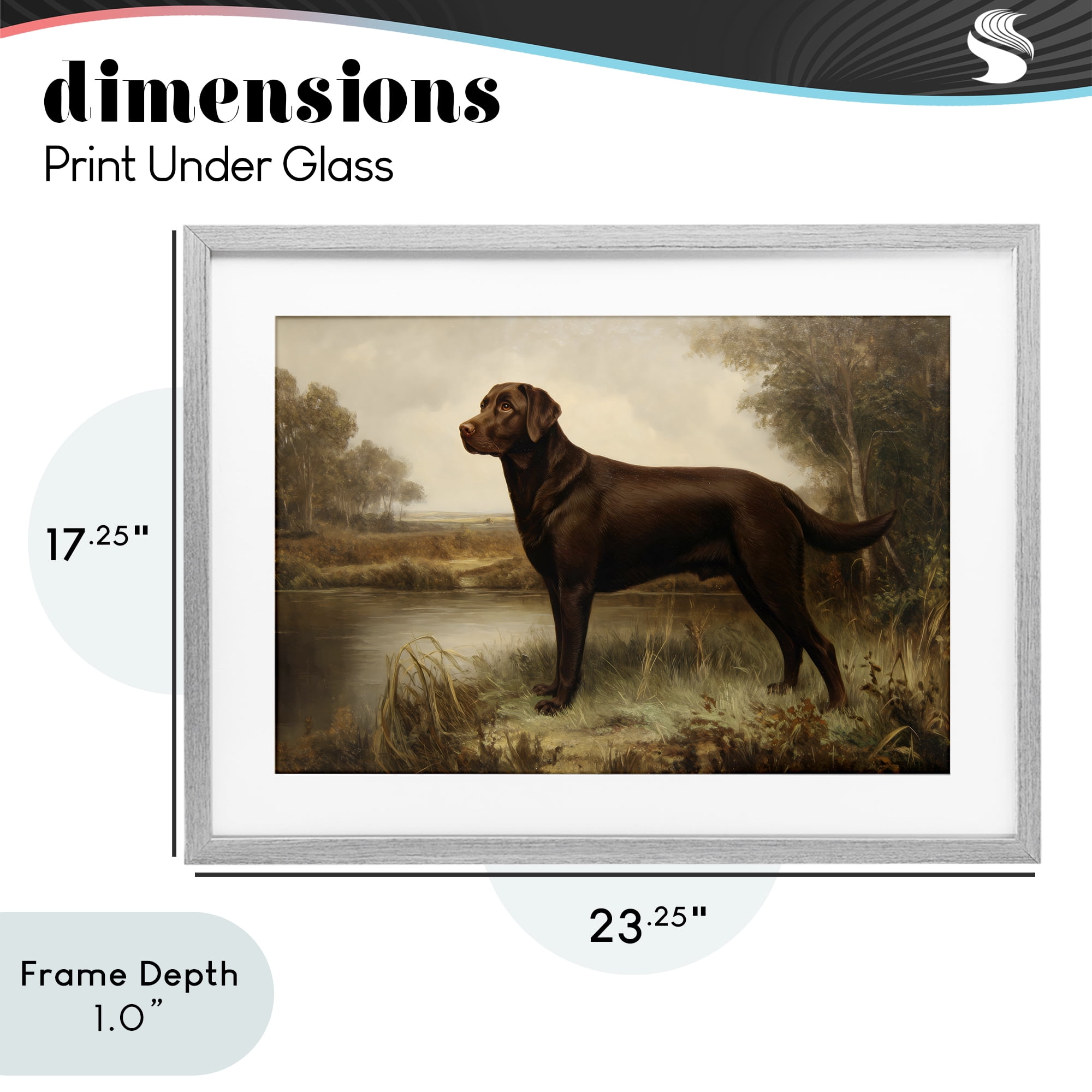 Stupell Industries Brown Lab By The River Gray Framed Print Under Glass, design by Petal Prints Design