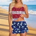 thumbnail image 2 of XUNKUSGA 250 Anniversary USA 3 Piece Swimsuits For Women Tank Top,Swim Skirt and High Waisted Bikini Bottom Tankini Swimsuits Sets 4Th Of July Outfits for Women,Blue,M, 2 of 5
