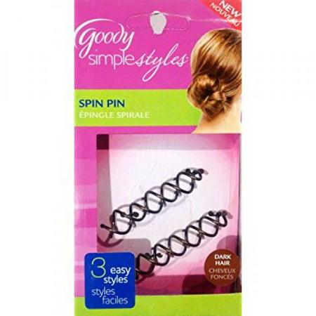 Goody Simple Styles Spin Pin for Dark Hair 3 Easy Styles 2 Pins (1 (Best Hair Pins For Thick Hair)