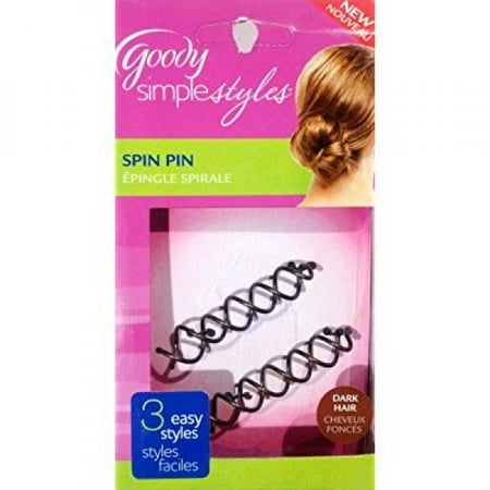 Gemstone Hair Pin - Goody Simple Styles Spin Pin for Dark Hair 3 Easy Styles 2 Pins (1 box)