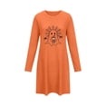 thumbnail image 5 of Edvintorg Lounge Wear for Women Plus Size Fashion Night Gown Halloween Printed Sleep Dress Long Sleeve Crew Neck Nightwear Womens Clothes Orange XXXXXL, 5 of 6
