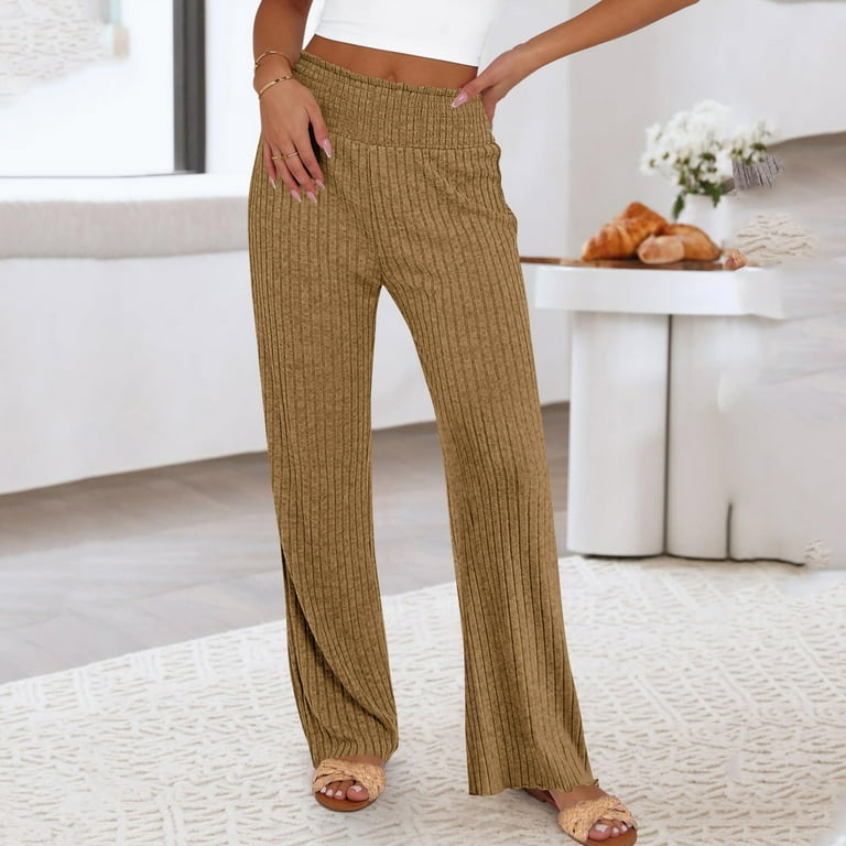 aohooy Scrunch Yoga Pants for Women，Ribbed Knit Lounge Pajama